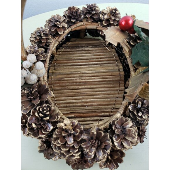 Homemade Gold Pine cone real wood twig bottom basket. - Picture 11 of 11